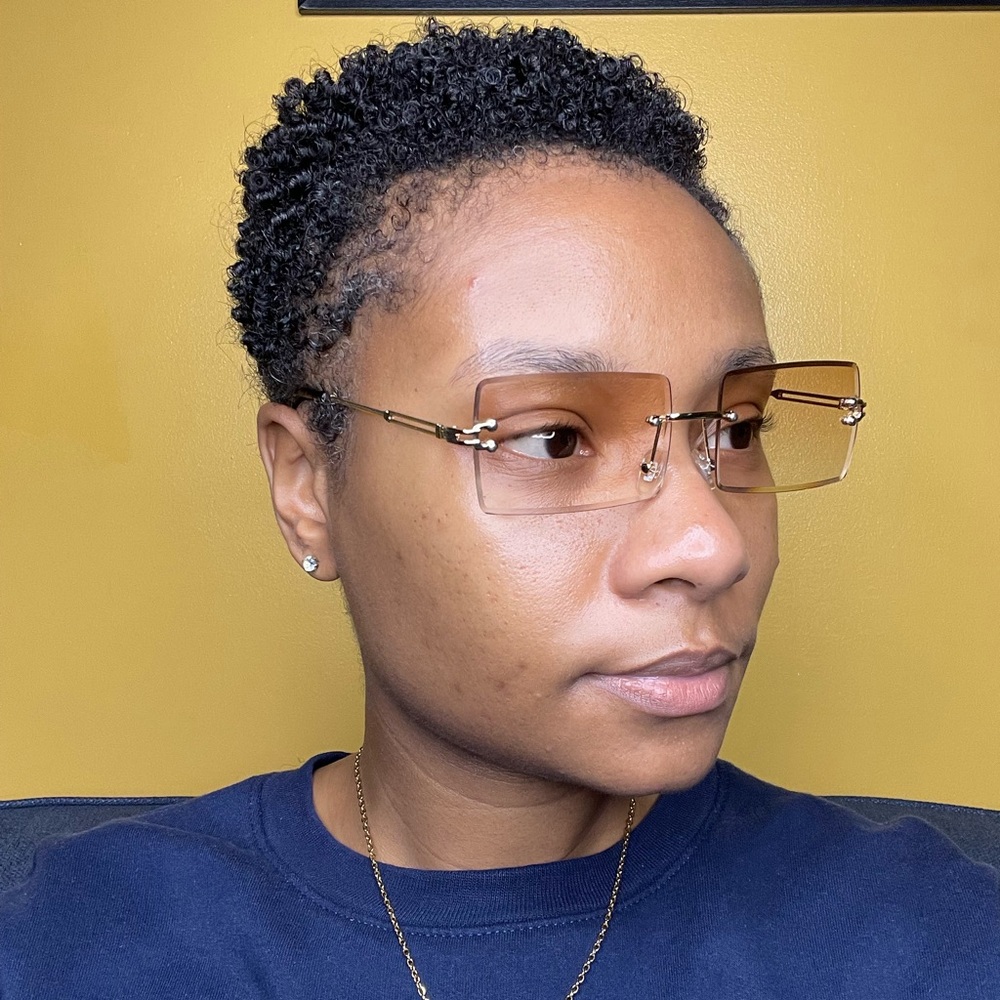 Gold Rimless Rectangular Glasses - Picture 3 of 6